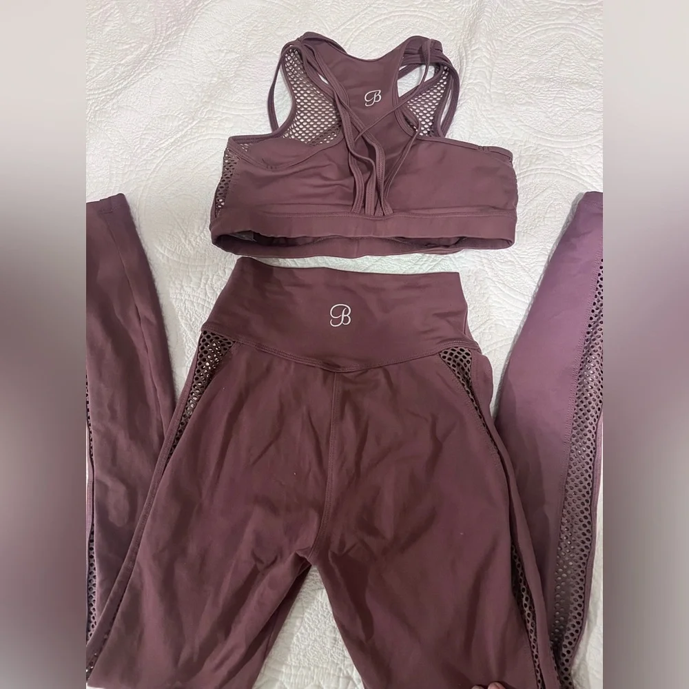 Bombshell Sportswear Mauve Mohawk Leggings and Sports Bra Set - Picture 2 of 4